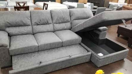 Micro Suede grey sofa chaise sectional