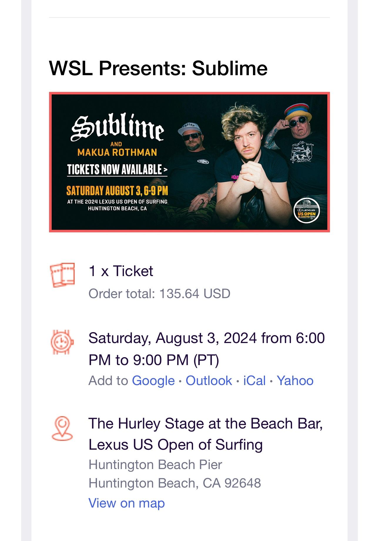 Sublime Concert Upfront Huntington Beach US OPEN