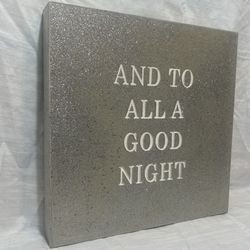 Silver Glitter Wood Square Sign Christmas Holiday Wall Art Home Decor 12x12”