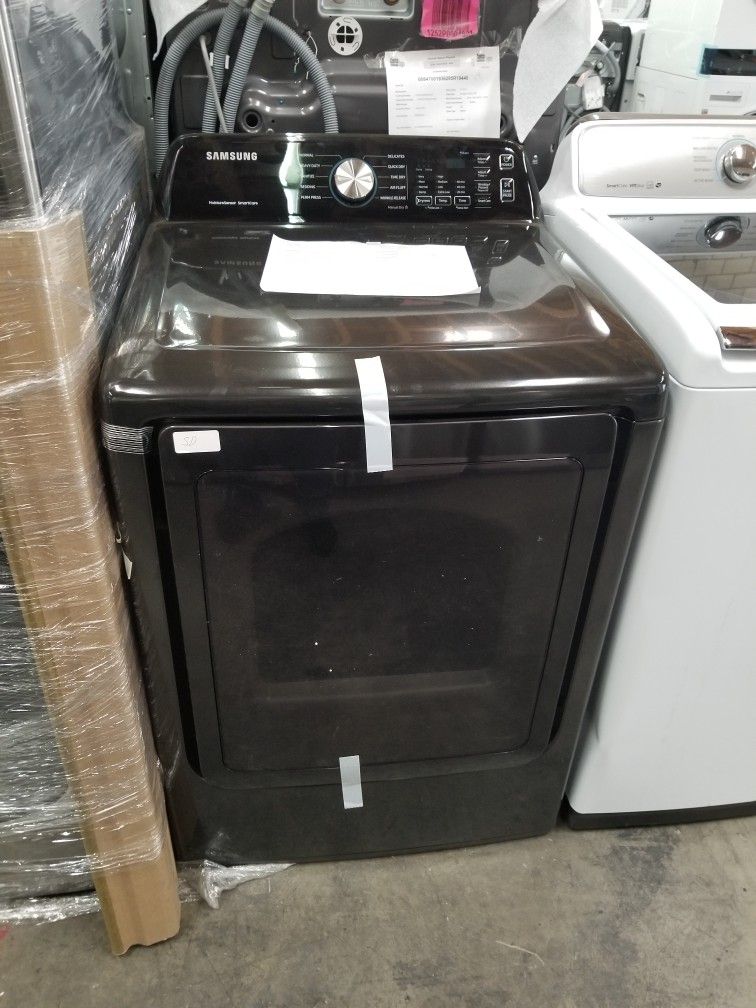Samsung Top Load Washer And Gas Dryer Set Black stainless New