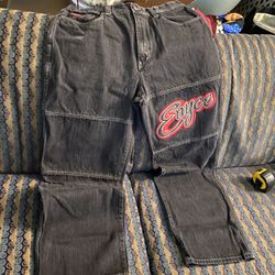 vintage Enyce black denim baggy jeans, a classic piece of Y2K-era hip-hop streetwear. Size 36