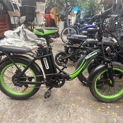 Hidoes 750W Folding Electric Bike 48V 13Ah Battery 25MPH Full Suspension 20” Fat Tire Green