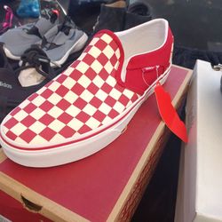 Vans size 9 Checkboard Tango Red