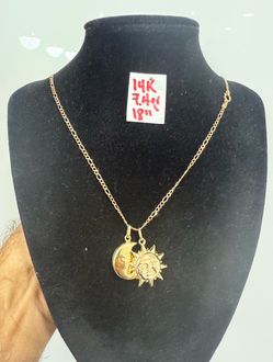 14K Solid Gold Chain and Pendant 7.4Gr 18 Inches Long