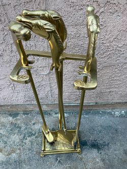 Horse head vintage fireplace tools