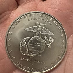 2005 marine corps silver dollar p mint mark