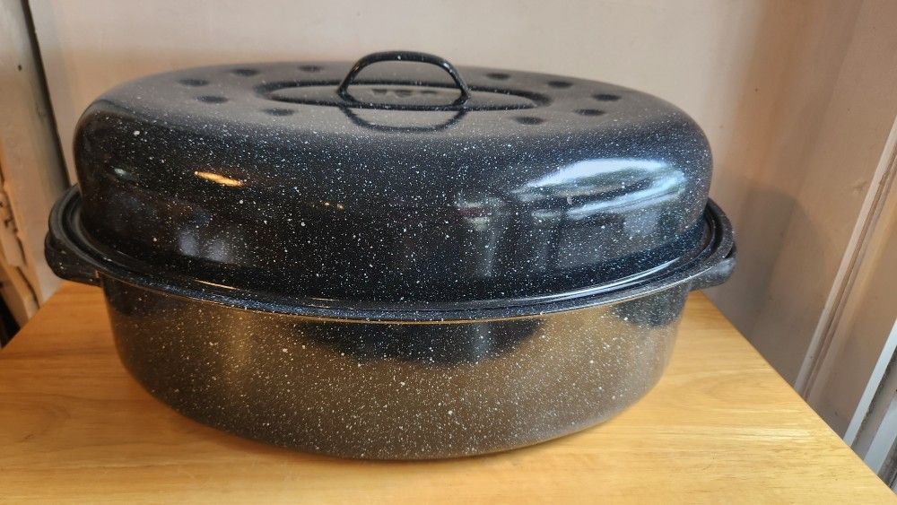 Roast Pan Pot Graniteware Ovenware Metal Cookware