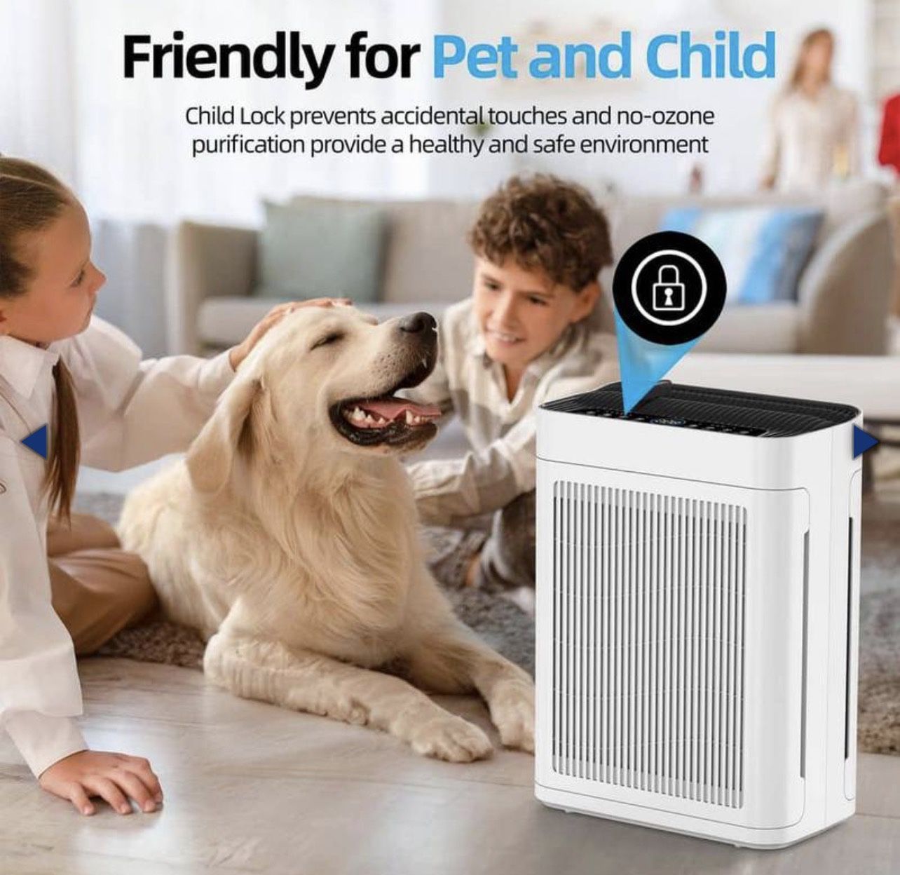 New - Edendirect 3000 sq. ft. White HEPA Personal Room Air Purifier with Smart Controls and Whisper-Quiet, Air Quality Monitoring
