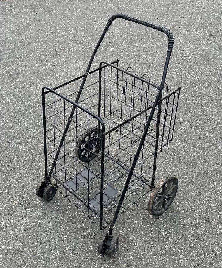 Extra Large Black Foldable Jumbo Utility Cart 360 Degree Wheels