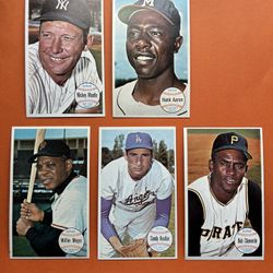 1964 Topps Giants Hall of Fame Lot Including Mantle, Mays, Aaron, Koufax