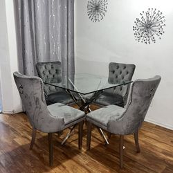 dining table and chairs gray