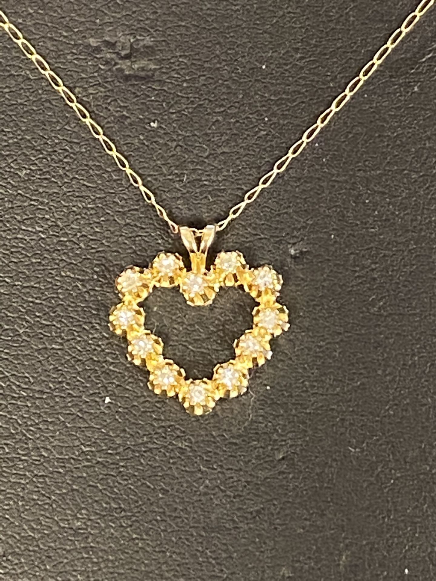 Diamond Heart Charm And Gold Chain