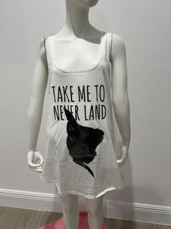 Disney White Peter Pan Tank Take Me to Never Land Size L