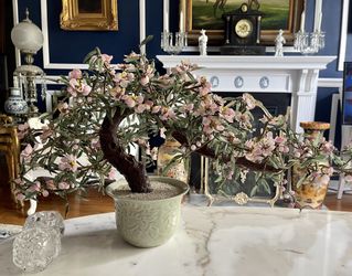 Mid-Century Asian Glass Cherry Tree Sculpture