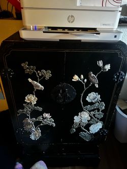 Pair of Vintage Black Lacquer Cabinets