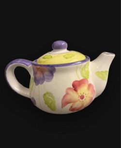 Hand-Painted Ceramic Floral Teapot