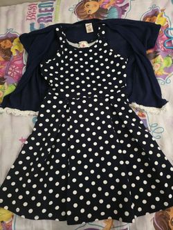Beautiful toddler dress With Cardigan, size says 8 but fits like 4-5 years old
