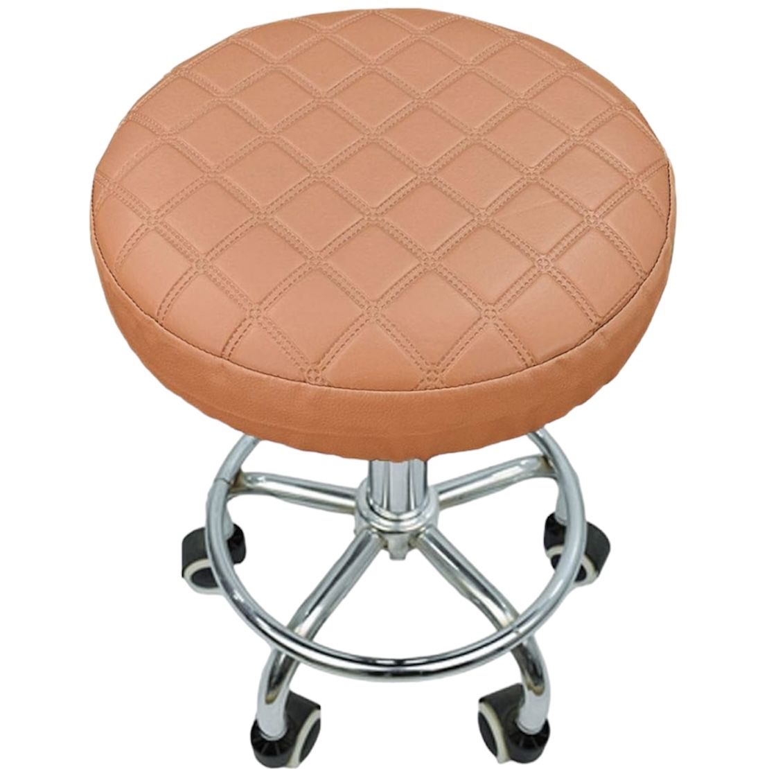 Quilted Waterproof Faux Leather Round Barstool Seat Cover Anti-Slip Padded Bar Stool Cushion 