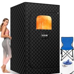 X-Vcak Upgraded Portable Sauna for Home，Relaxation, Steam Sauna for Home with Steamer, Remote Control, Folding Chair, 9 Levels