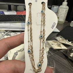 Gold Dipped Anklet Jewelry Fashion Evil Eye Mal Ojo 