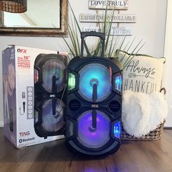 QFX doble 2x 10” Bluetooth rechargeable Party Speaker With Microphone And LED Lights 🔊🎤🎶  