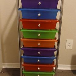 colorful filing storage with rollers *used* (CASH ONLY)