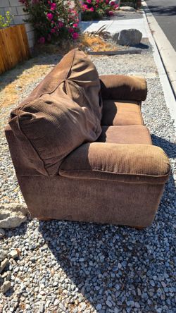 Brown Fabric Two-Cushion Sofa