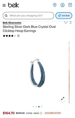 Blue crystal hoop earrings