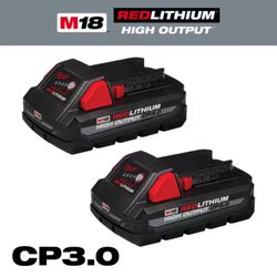 Milwaukee 48-11-1837 M18 18 Volt High Output CP 3.0 Ah Lithium-Ion Slide Battery, 2 Pack