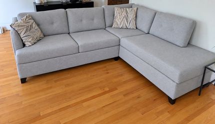Gray L-Shaped Sectional Sofa Bed