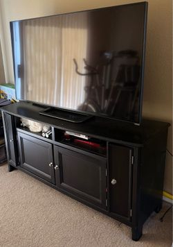 Crosley Furniture 60" Black TV Stand / Media Console (Solid Wood/Veneer)