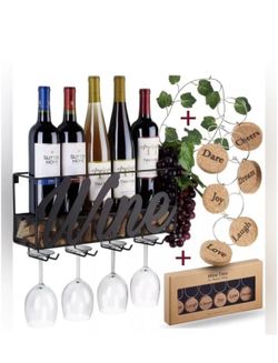 Metal Wine Rack With Glass Holder