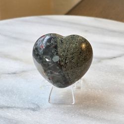 1.8" Approximately African Bloodstone Heart Quartz Crystal 