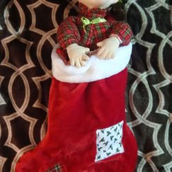 Vintage 1996 Precious Moments Noel Christmas Stocking Doll