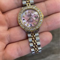 Rolex Ladies 3 Carat Bezel Pearl Sapphire Box Papers Buy Sale Trade Patek Cartier Omega Watches Diamond
