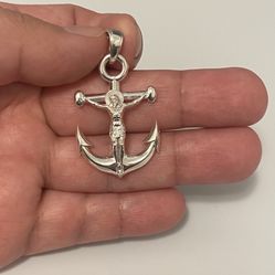 Anchor Jesus Cross 925 Silver 