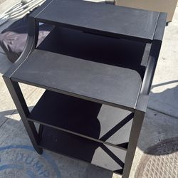Black metal End Table, side table, nightstand with power cord