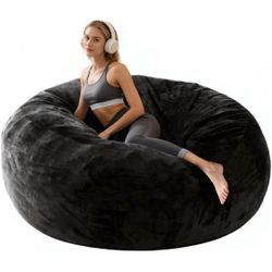 Large Black Velvet Bean Bag Chair