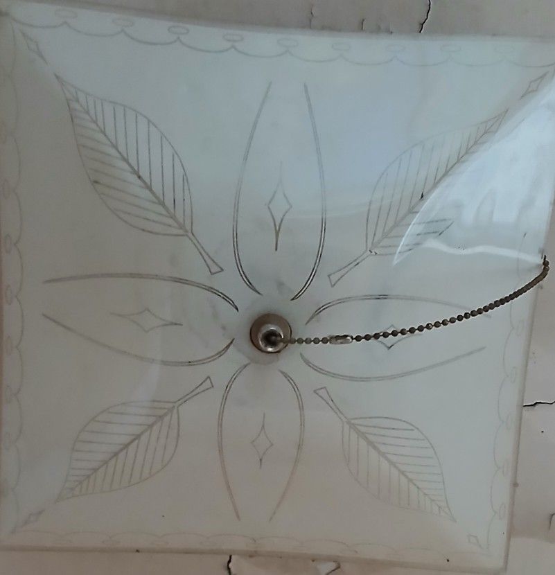 Vintage 1950s Original 14" Glass Light Cover W/ Flower Design