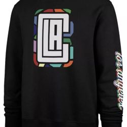 47 Brand Los Angeles Clippers Black Crewneck Sweatshirt Mens XL & 2XL New