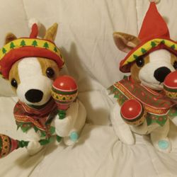 NEW Set of Two (2) Hug Me Animated Mariachi Puppies Play Maracas, and Sings: "Macarena"