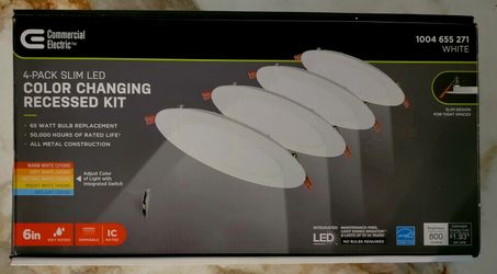 Commercial Electric Ultra Slim 6" Color Selectable Recessed LED Kit 4-pk