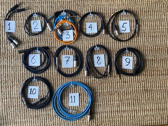 XLR male to TS/TRS cables of various lengths