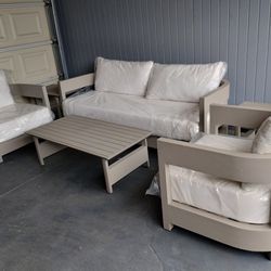 Outdoor patio furniture deep seating sofa with chairs and coffee table 
