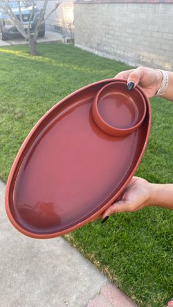 Clay chip and dip bowl