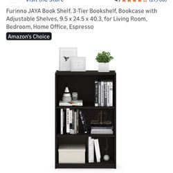 3-Tier Bookshelf, Bookcase with Adjustable Shelves,