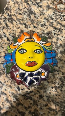 Hand painted ceramic sun face