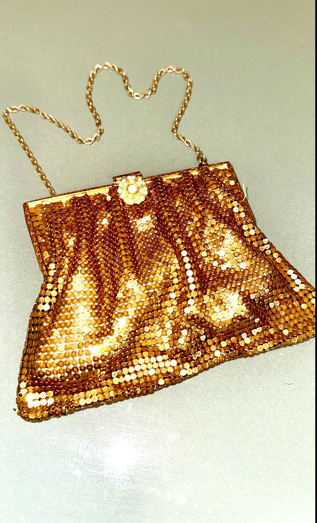 Vintage Gold Evening Bag tiny Sequins STUNNING