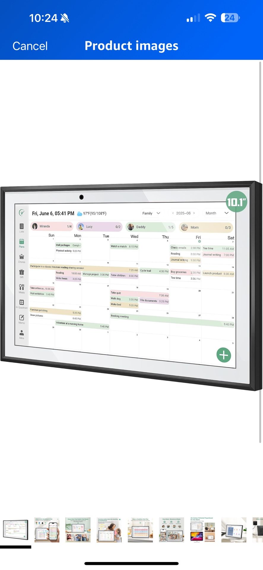 10.1 Inch WiFi Desk Planner Smart Digital Calendar for Family Scheduling : Two - Way Sync with Phone, Chore Charts, Achievement Rewards, AI Catering P