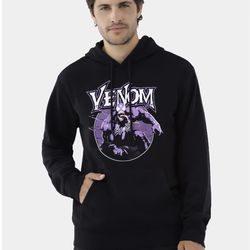 Marvel Men's Venom Graphic Print Hoodie with Long Sleeves, Size L